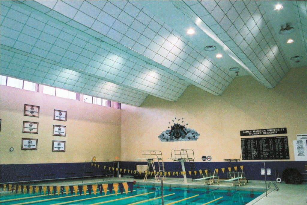 Sound Silencer being used in a swimming pool area to help reduce echo.